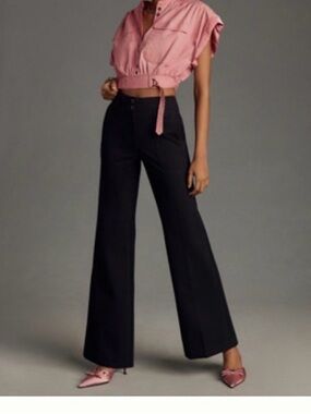 Anthropologie Maeve Black High-Waist Flare Pants